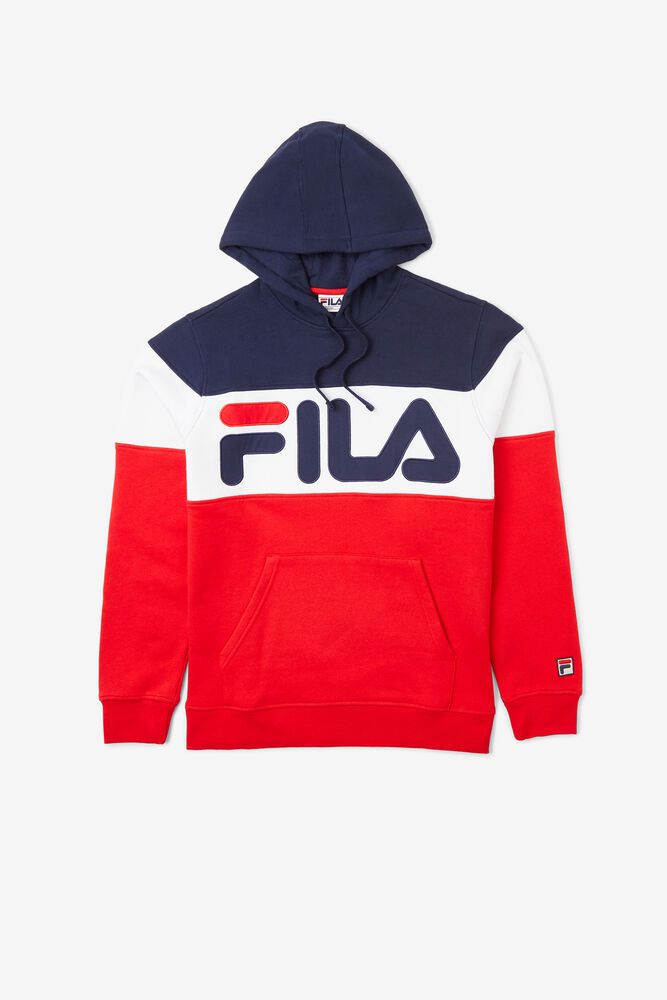 Fila Hoodie Flamino Mens Navy/Red/White - India AIN-048697